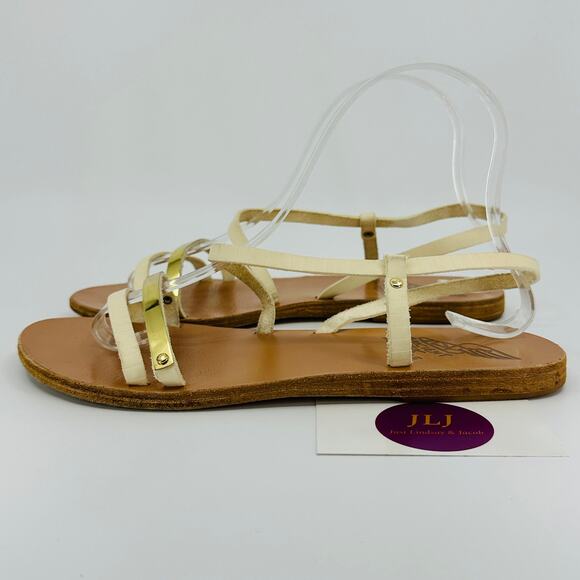 Ancient Greek Sandals Women's Goudi Sandals Off White/Gold Size 39 EU/ 9 US - Picture 6 of 15